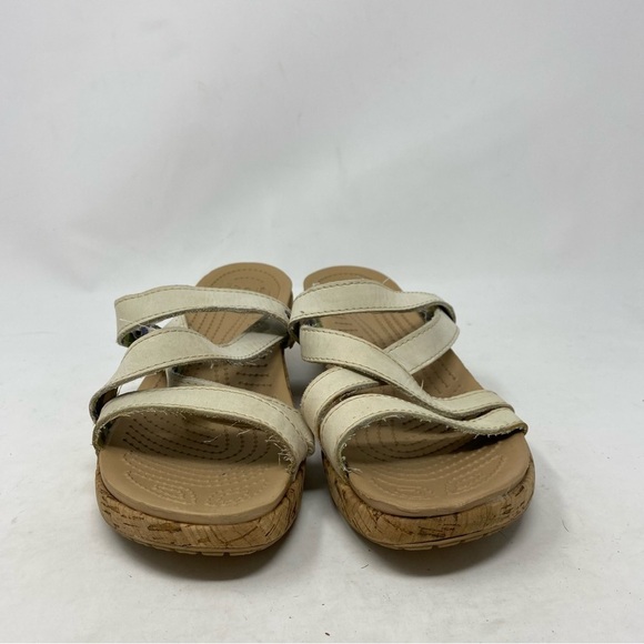 Crocs Women’s A-Leigh White Wedge Cork Sandals Size 7 - Picture 7 of 7